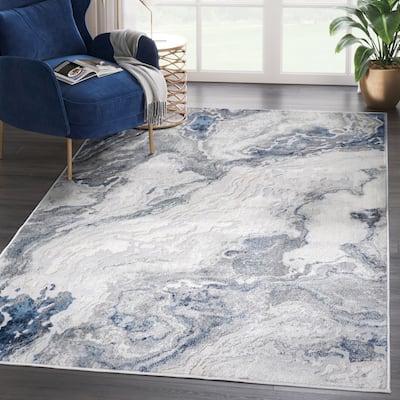 Abani Atlas Collection ATL150B Abstract Marble Grey Area Rug