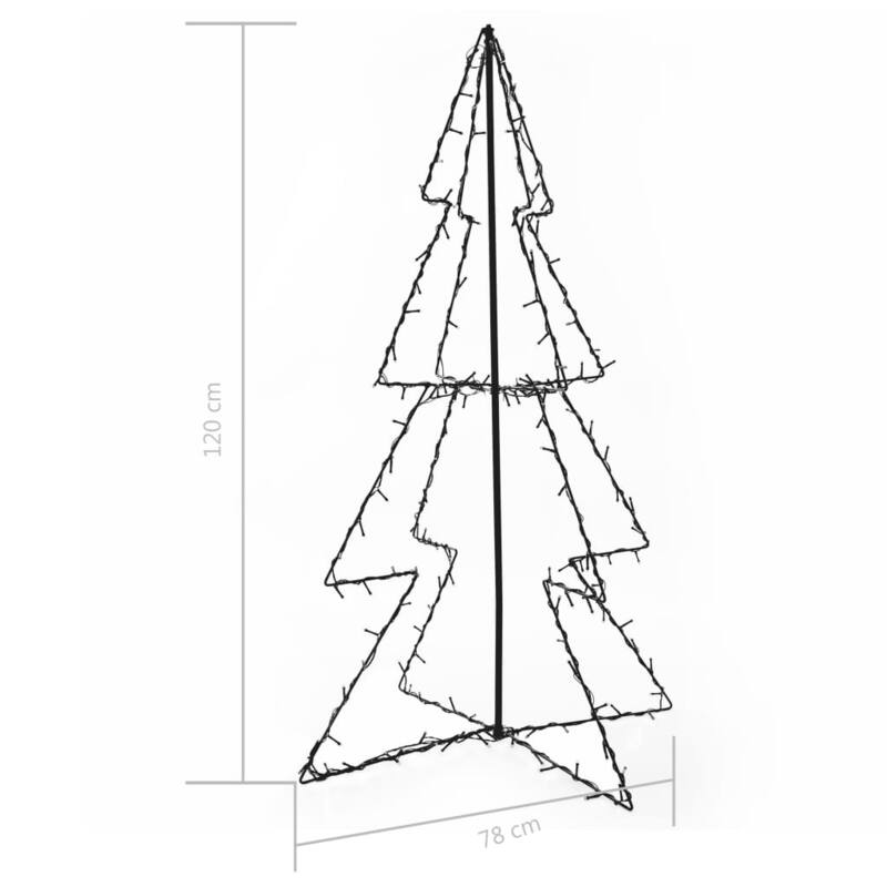 vidaXL Christmas Cone Tree Artificial Xmas Tree with LEDs Christmas Lighting