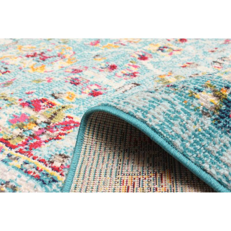 ECARPETGALLERY Machine Made Jasmine Blue Area Rug