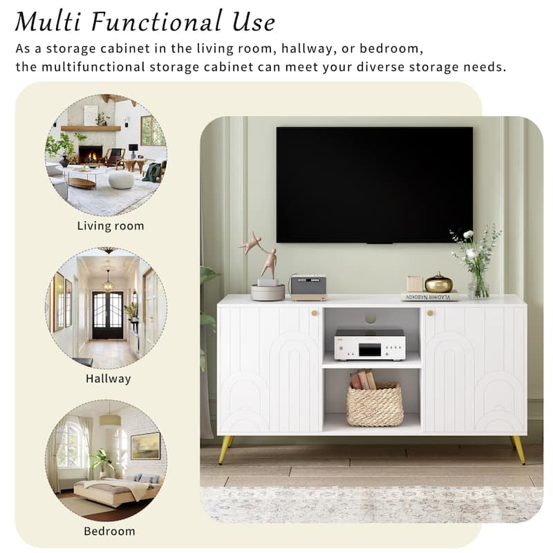 TV Stand Entertainment Center Media Console with Adjustable Shelf