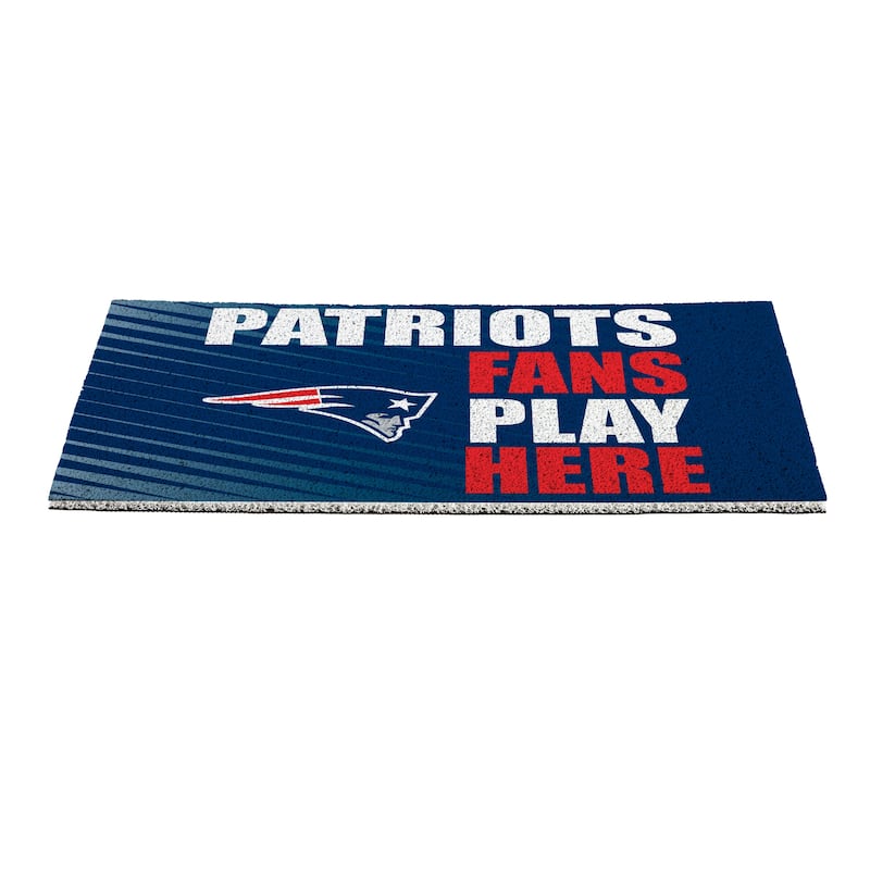 28 in. x 16 in. New England Patriots "Fans Play Here" PVC Door Mat