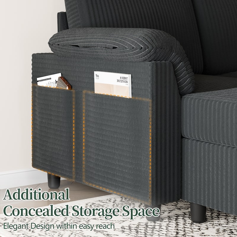 Futzca Corduroy Sofa Couch with Storage