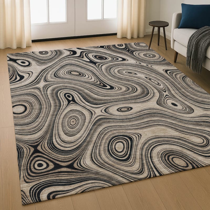 Premium Washable Super Soft Contemporary Alfa Mayfield Rug - Beige - 5' x 7'6"