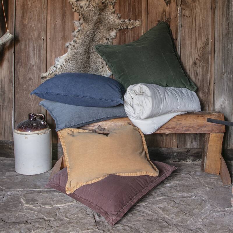 HiEnd Accents Stonewashed Cotton Canvas Vintage Chic Euro Sham, 27"x 27"