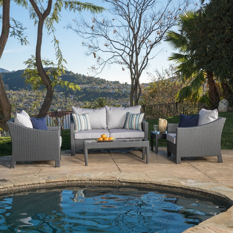 Christopher Knight Home Outdoor Antibes 5-piece Wicker Chat Set with Cushions