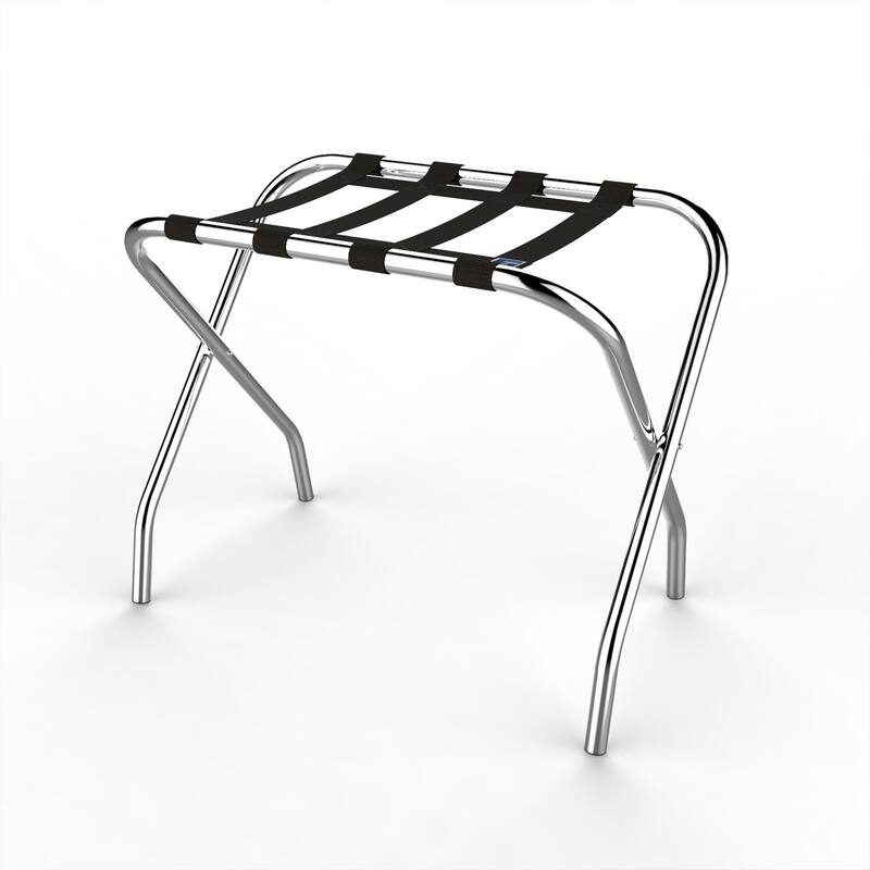 Chrome Folding Luggage Rack and Suitcase Stand by Lavish Home