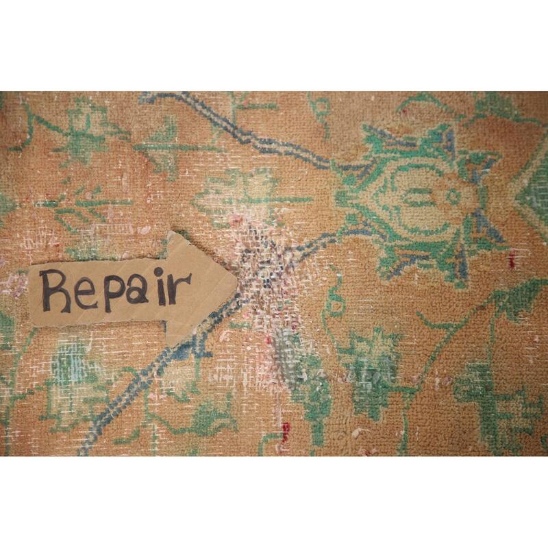 Hand Knotted Oriental 100% Wool Carpet Traditional Floral Peach Mashad Area Rug - 10' 7'' X 7' 1''