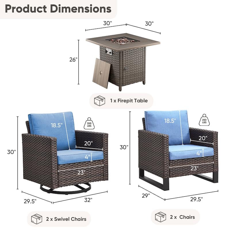 Outdoor Pocassy Glider Chairs Patio Chairs with Fire Table