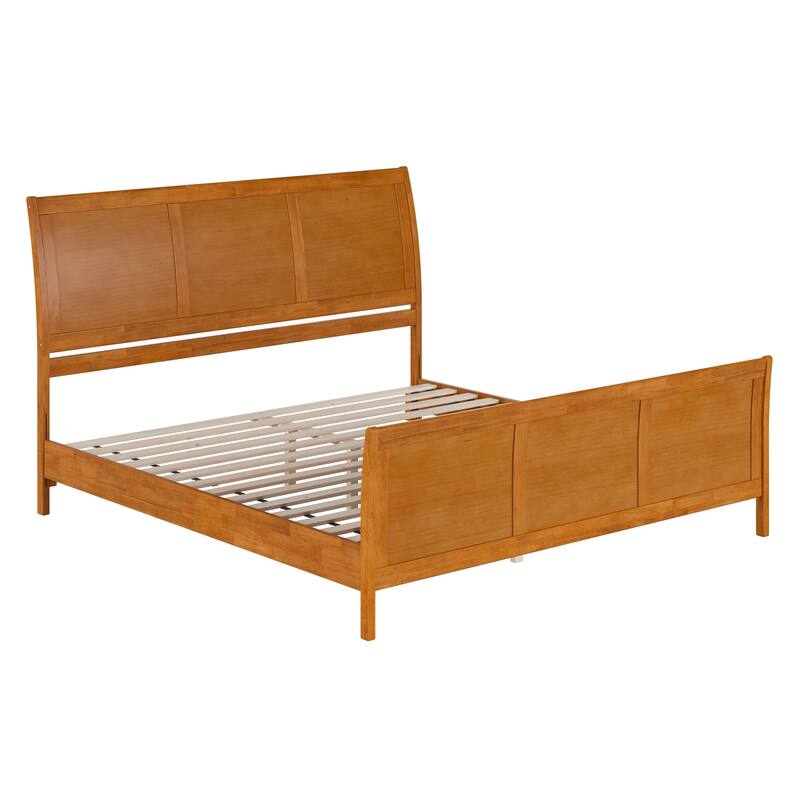 Valencia Solid Wood Low Profile Sleigh Platform Bed with Matching Footboard