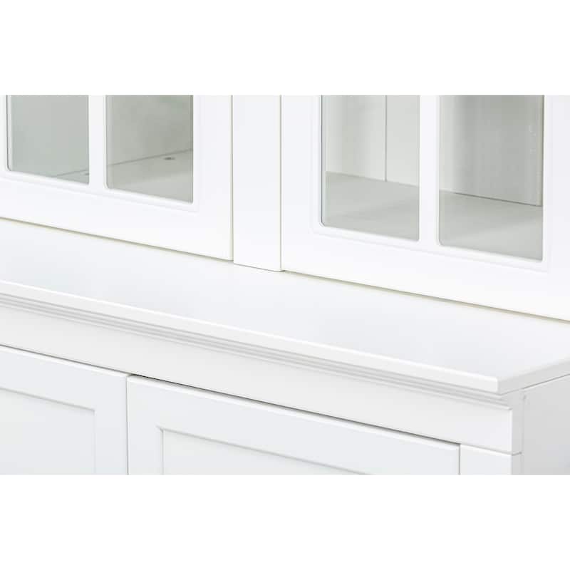 75.25"Tall Display Cabinet with Tempered Glass Double Doors, Traditional Style China Cabinet for Living Room, Kitchen, Home