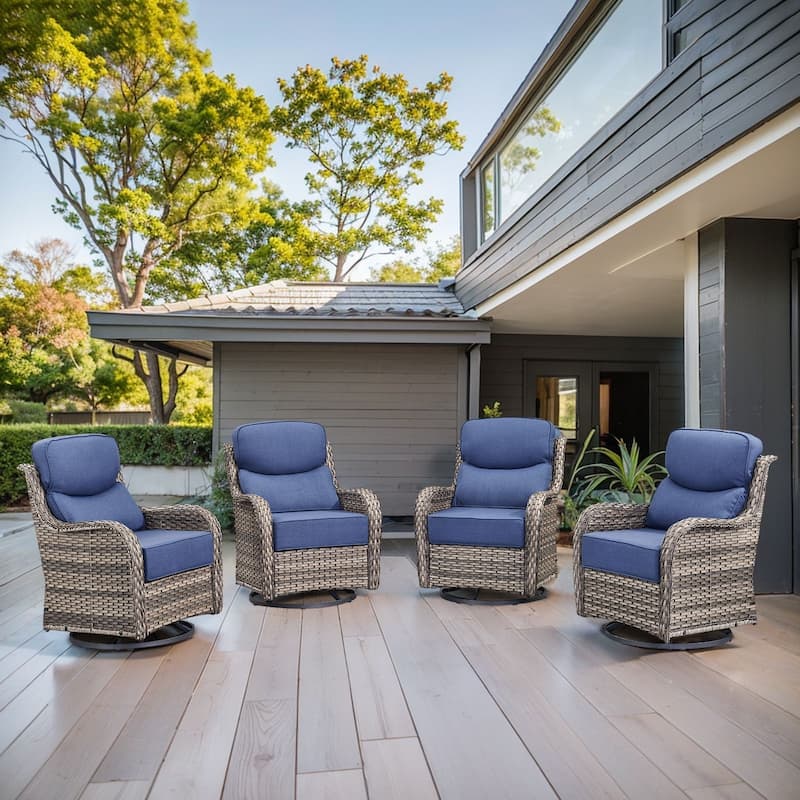 Arcadia Wicker Patio Swivel Glider Chairs with 6-Inch Cushions (4-Pack)