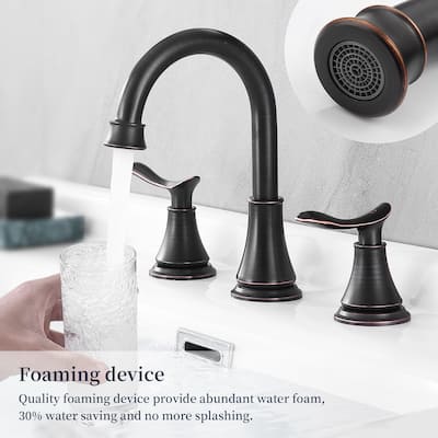 2 Handle 360 Degree Swivel Bathroom Sink Faucet with Pop Up Drain Assembly and Water Supply Hose, Aerator, Anti Fingerprint