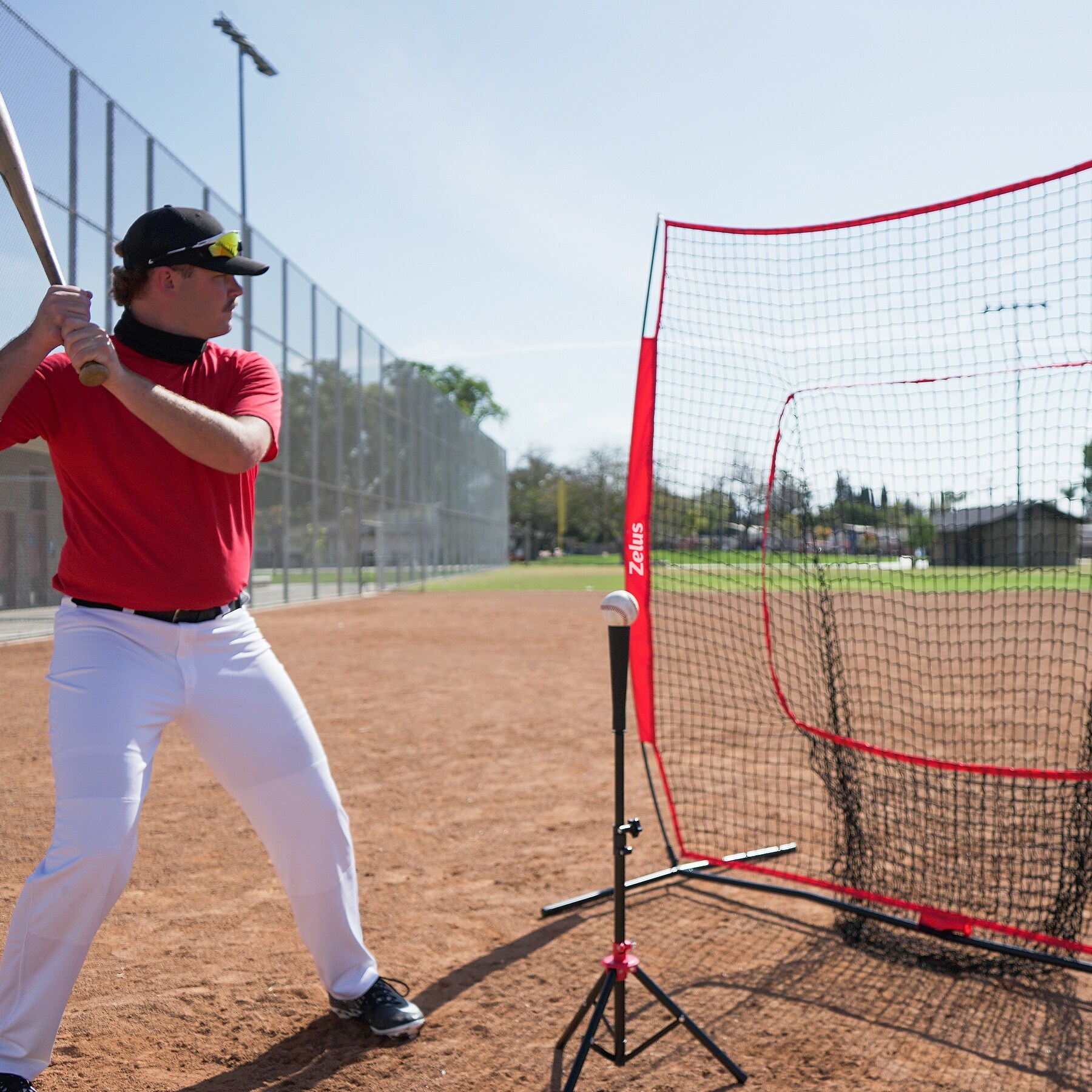 ZELUS 7x7ft Baseball Net Kit with with Carry Bag Ball Caddy & 12