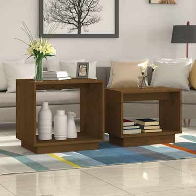 vidaXL Coffee Tables 2 pcs Nesting Table End Table Nightstand Solid Wood Pine - 19.7" x 15.7" x 18.5"