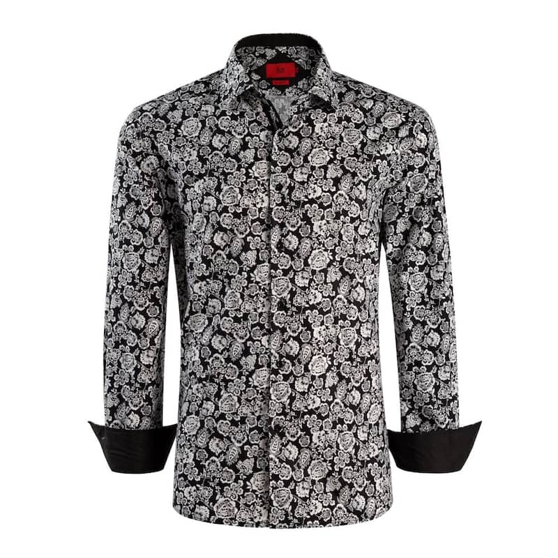 Elie Balleh Boys' Slim Fit Paisley Print Shirt