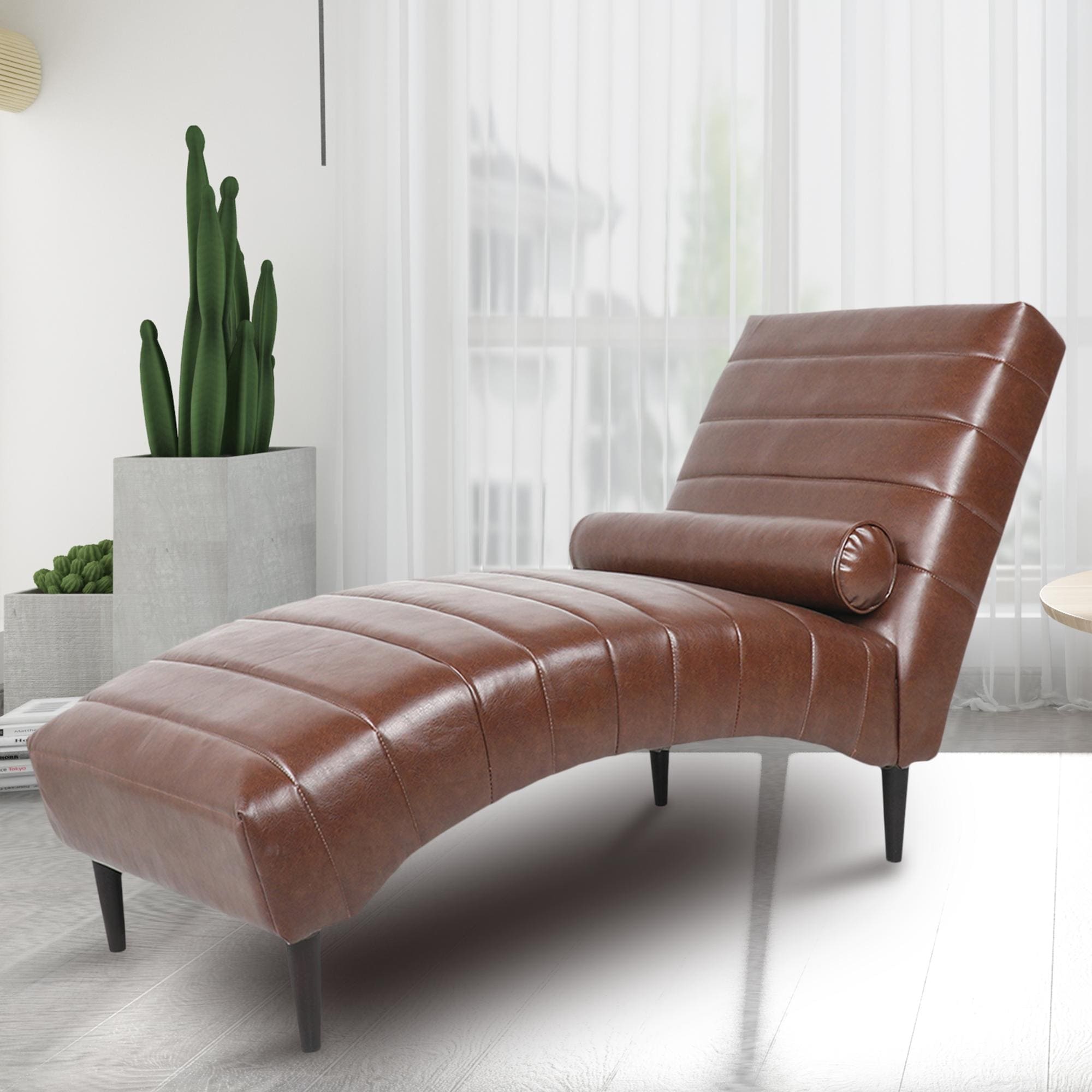 brown chaise lounge