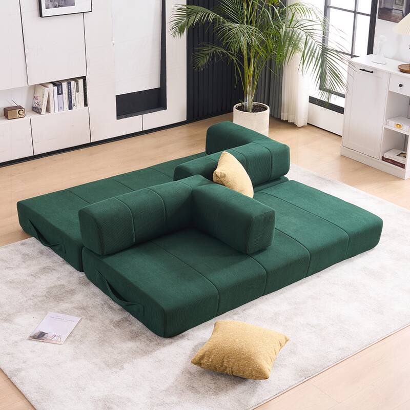 Versatile Convertible Sofa Bed with Plush Pillows for Any Living Space