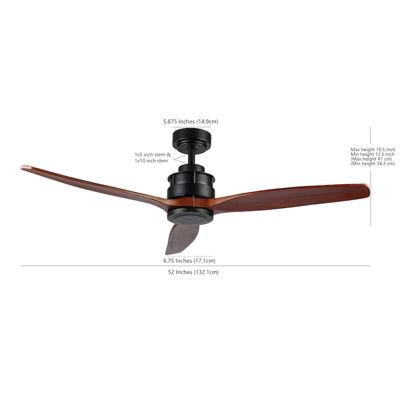 SAFAVIEH Lighting Farla Coffee 3-speed Ceiling Fan with Remote - 52" W x 52" L x 13.5"-18.5" H