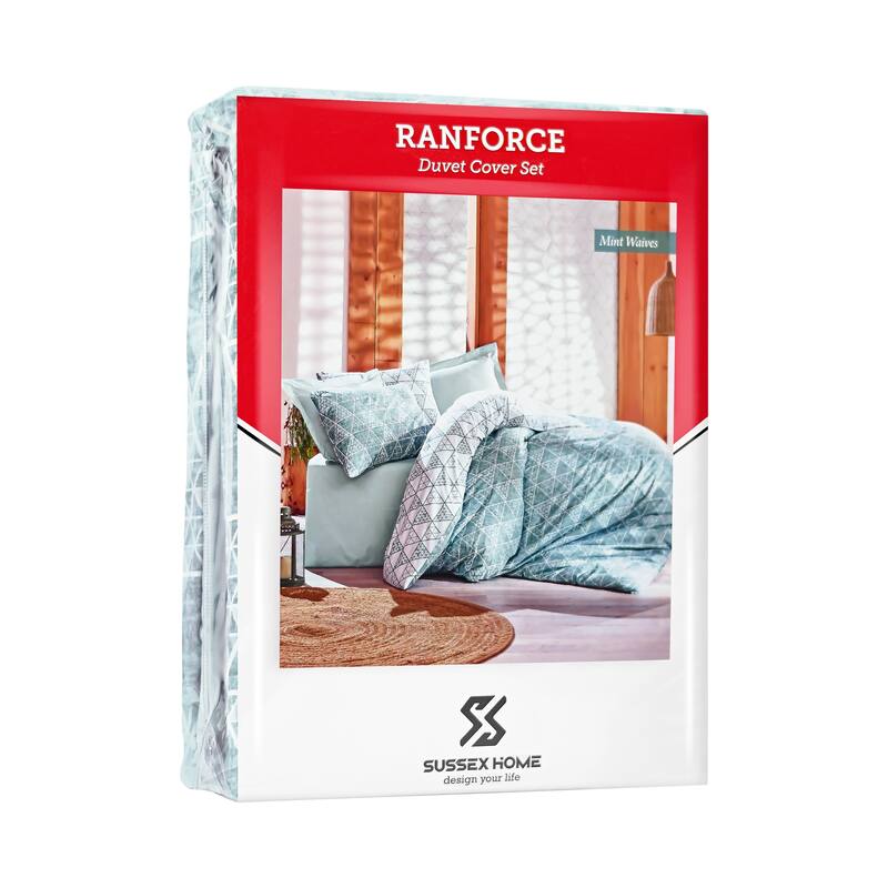 SUSSEXHOME Mint Waives Full Size Duvet Cover Set, Hypoallergenic