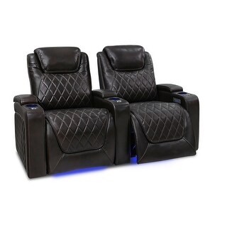 Valencia Oslo Top Grain Nappa 11000 Leather Home Theater Seating Power Recliner Row of 2 Dark Chocolate
