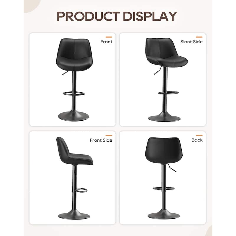 Bar Stools Adjustable Swivel Faux Leather Barstools with Footrests