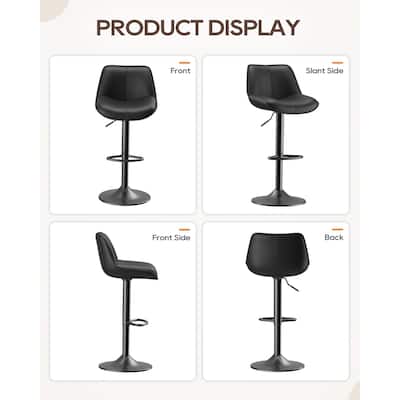 Bar Stools Adjustable Swivel Faux Leather Barstools with Footrests