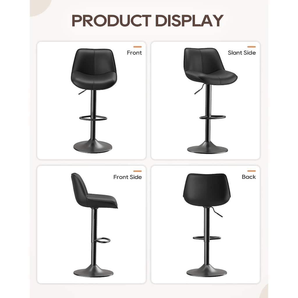 Bar Stools Adjustable Swivel Faux Leather Barstools with Footrests