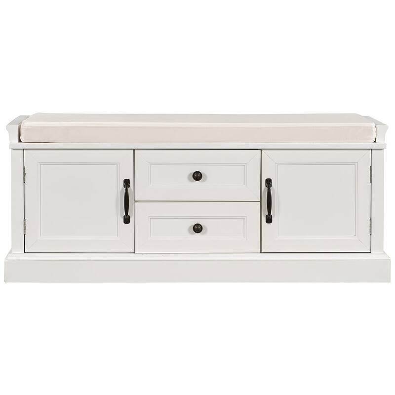Storage Bench Shoe Bench with Removable Cushion for Living Room