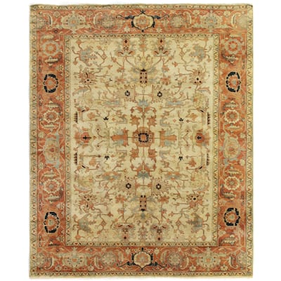 EXQUISITE RUGS Antique Weave Serapi Hand-knotted New Zealand Wool Ivory/Rust Area Rug.