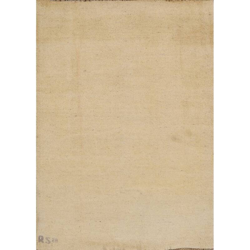 Muted Gold Gabbeh Modern Foyer Rug Hand-Knotted Wool Carpet - 3'0"x 4'0"