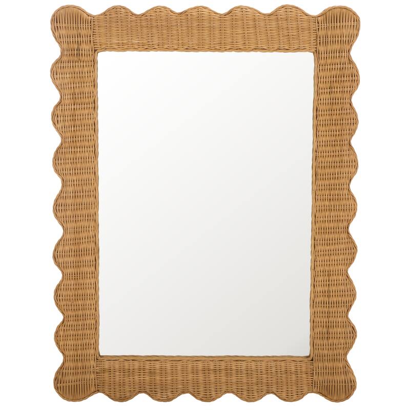 SAFAVIEH Couture Glendetta Natural 40.3-inch Vertical Rectangle Rattan Mirror - 30.5"W x 1.5"D x 40.3"H