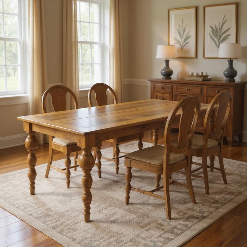 HomeRoots 72" Natural Solid Wood Dining Table - 72.00 in. x 30.00 in. x 39.00 in. - Natural - 72.00 in. x 30.00 in.  x 39.00 in.