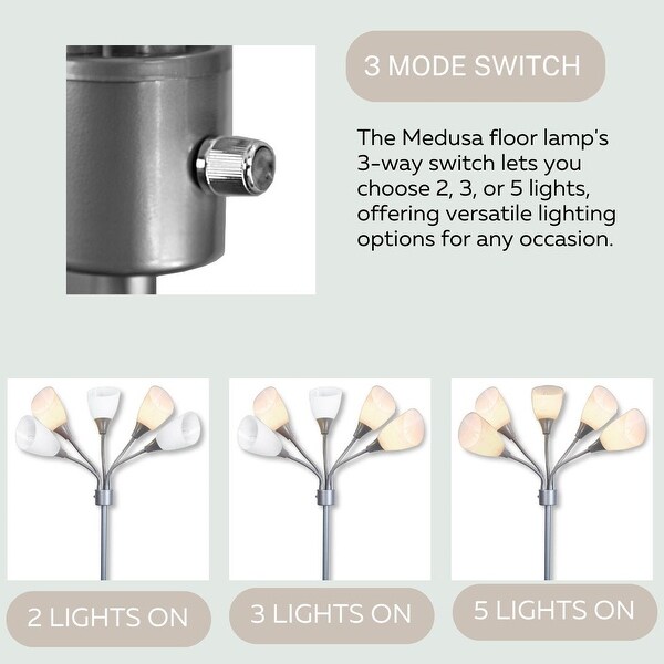 Medusa 5-Light Floor Lamp undefined Adjustable Shades - 69