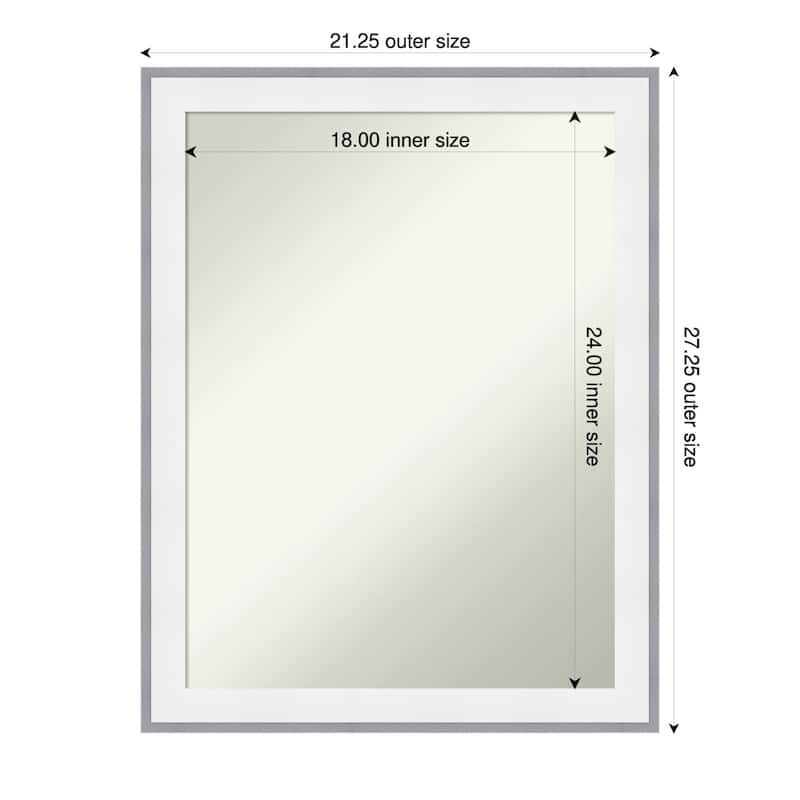 Maya Non-Beveled Framed Wall Mirror - 21 x 27 in - Maya White Silver