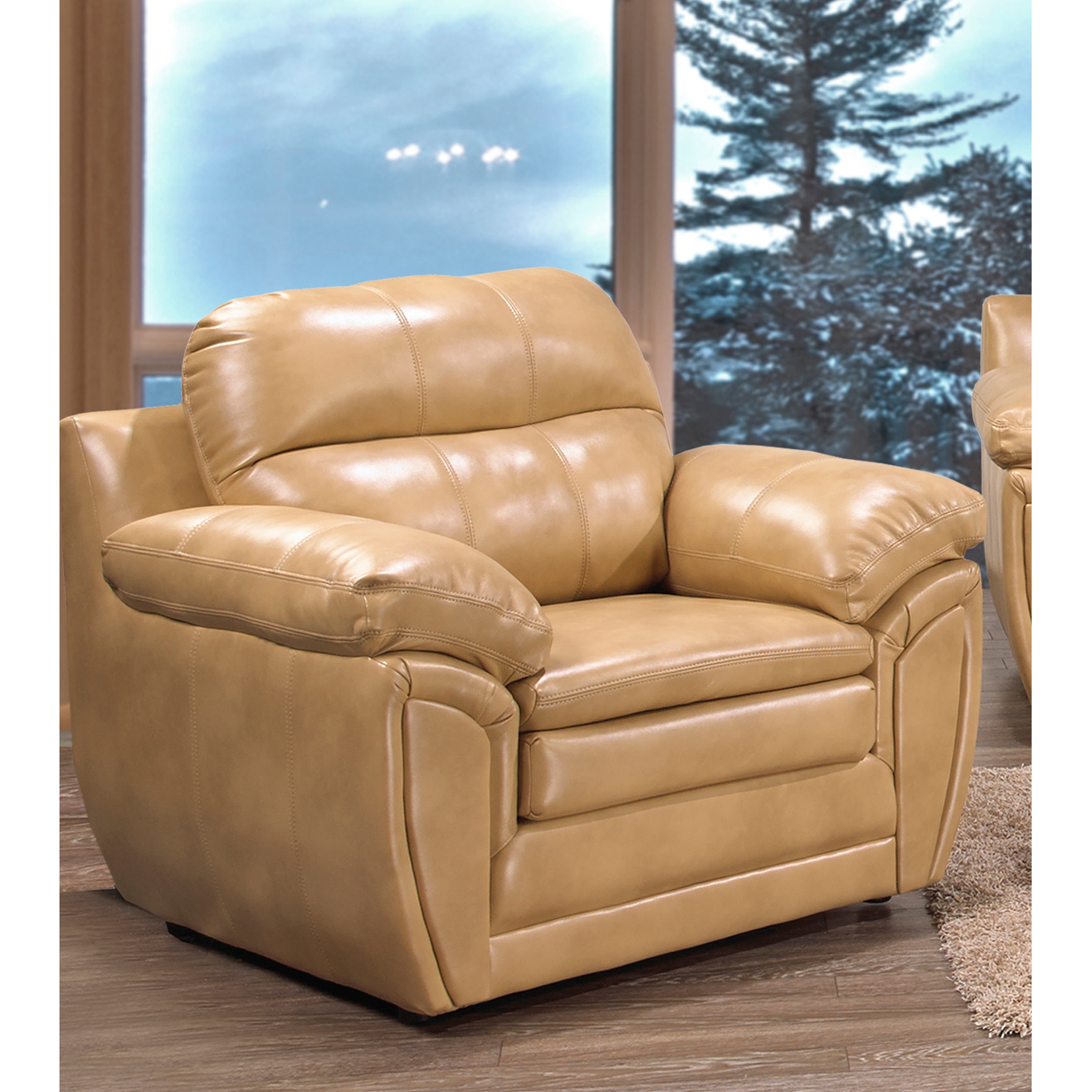 Shop Black Friday Deals On Simon Light Tan Brown Leather Gel Sofa And Two Chairs On Sale Overstock 32223154