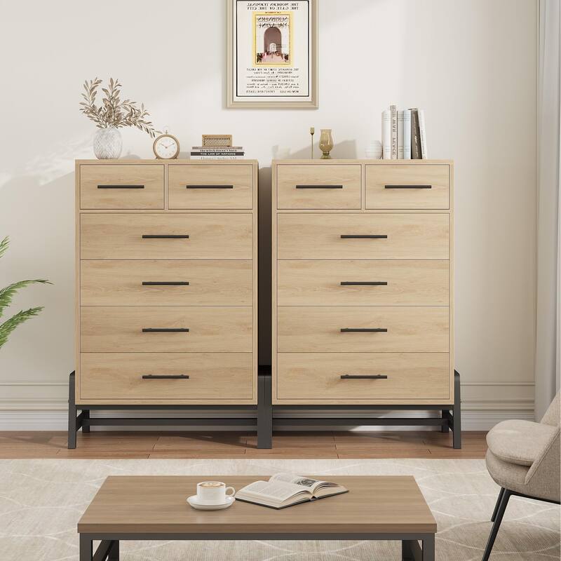 4/6/7 Drawer Dresser for Bedroom, Freestanding Wooden Storage Chest