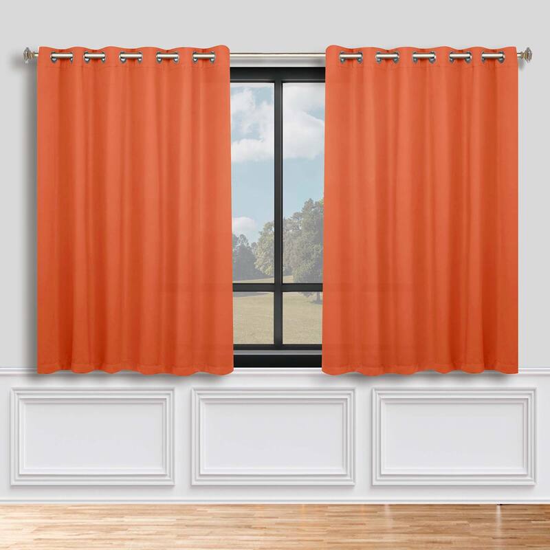 Superior Solid Machine Washable Room Darkening Grommet Blackout Curtains, Set of 2