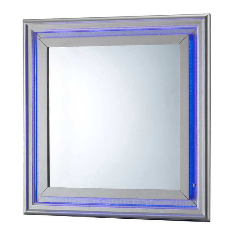 GDF Studio - Lorana Contemporary Mirror with LED Accent and Croc Texture