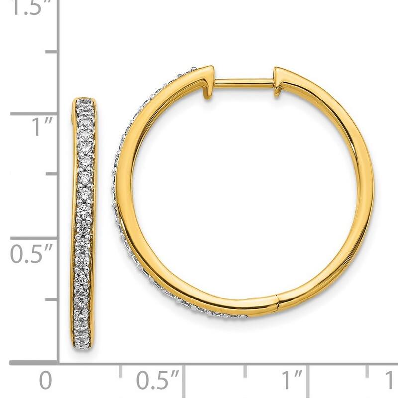 Curata 14k Yellow Gold Diamond Hoop Earrings - 26x25mm Wide 2mm Thick