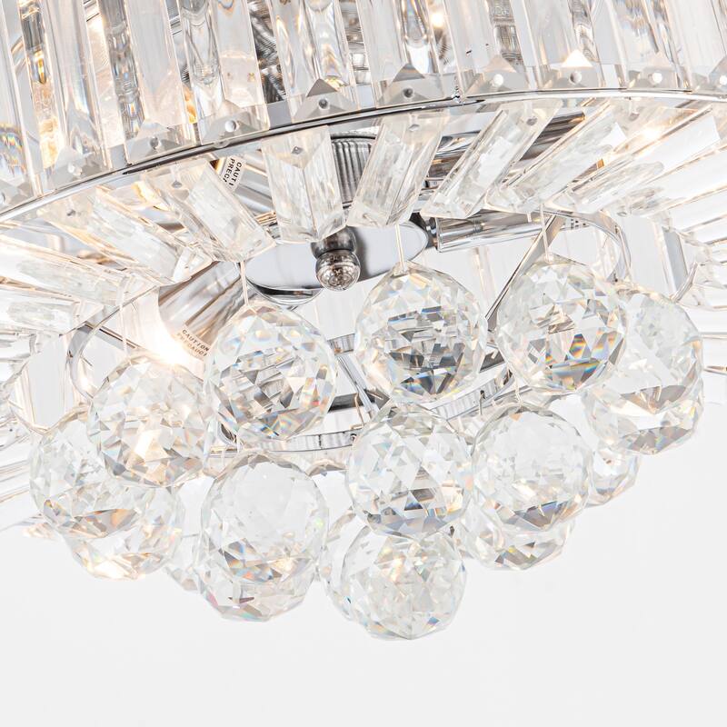 36-in Modern 3-Blade Chrome Retractable Crystal Chandelier Ceiling Fan with Remote and Light Kit - 36-in W x 18.8-in H