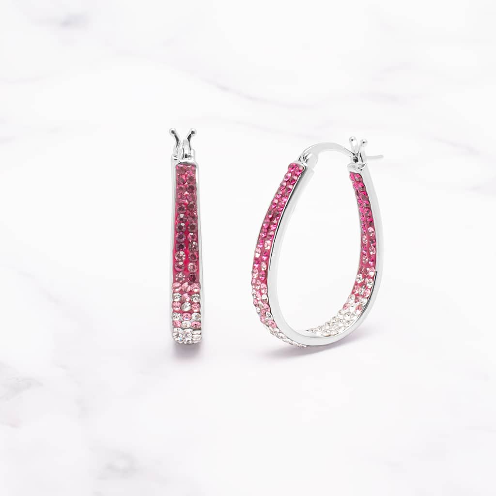 Victoria Townsend Inside Out White & Pink Crystal Hoop Earrings
