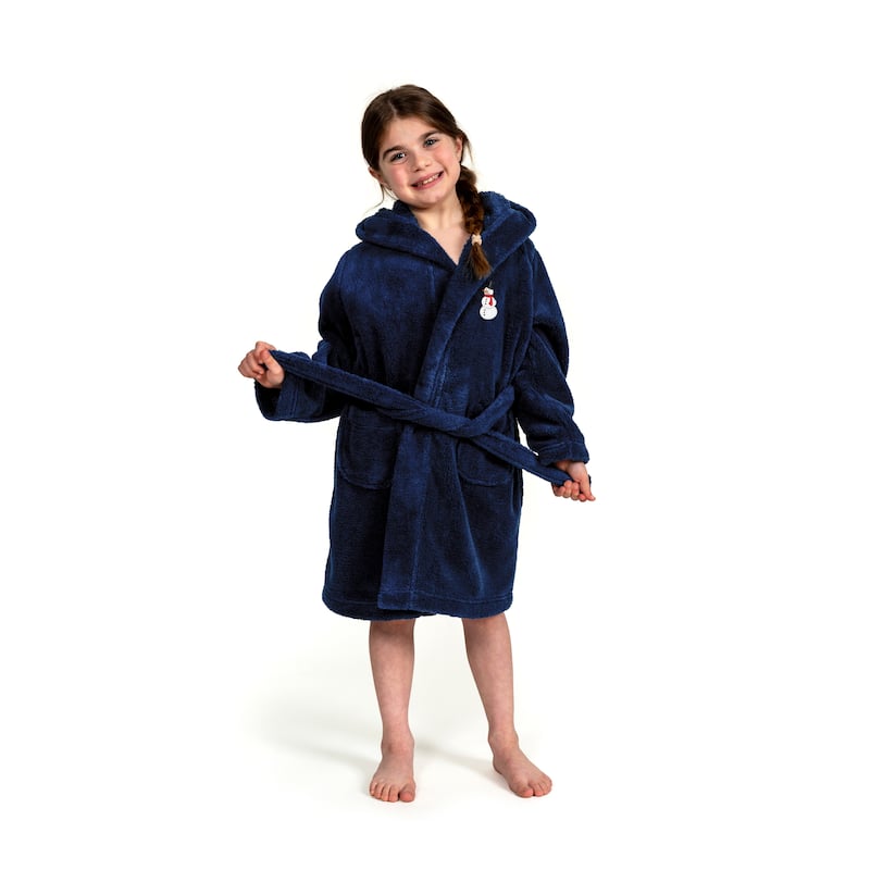 Sweet Kids 100% Polyester SUPER PLUSH Double Brushed Hooded Bathrobe - SNOWMAN