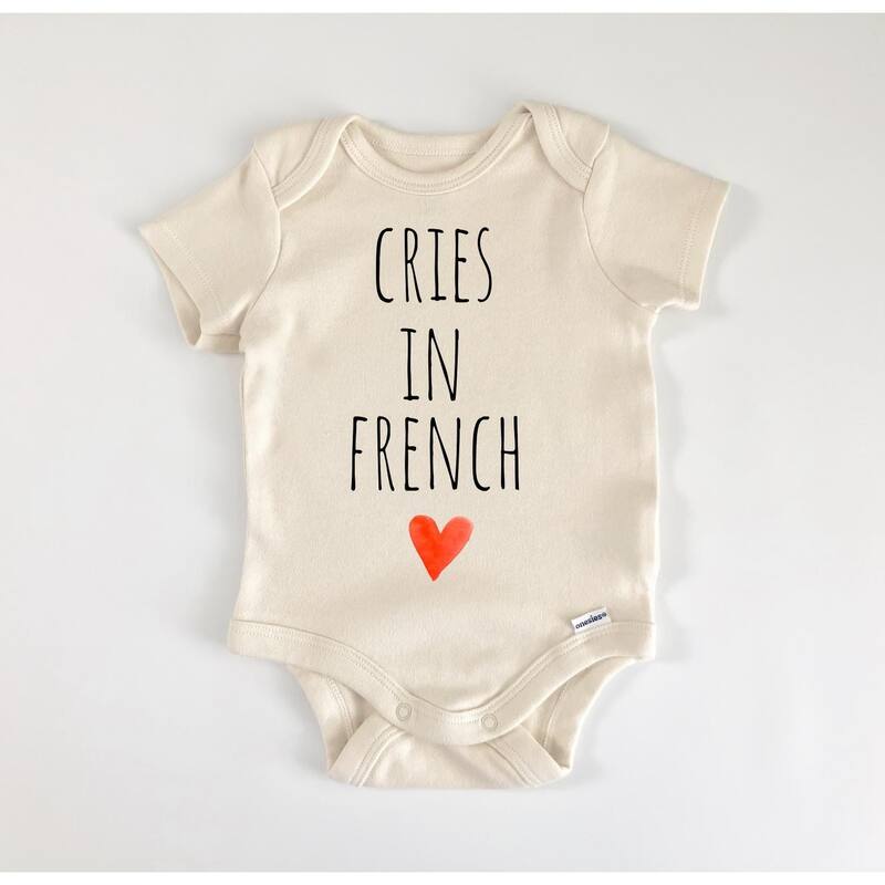 French France - Baby Boy Girl Clothes Infant Bodysuit Funny Cute Newborn - Natural - 0-3M