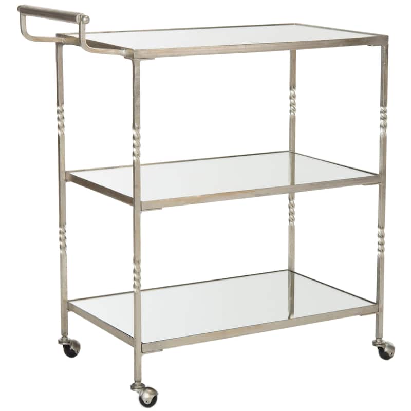 SAFAVIEH Aurelius Silver/ Mirror Top Bar Cart - 29.8" x 15.8" x 33.6"