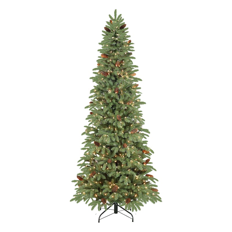 Puleo International 7.5' Pre-Lit Slim Montville Spruce Christmas Tree - 7.5