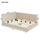 preview thumbnail 6 of 7, Beige Upholstered Sofa Bed Frame Full Size Daybed, Wood Slat Support