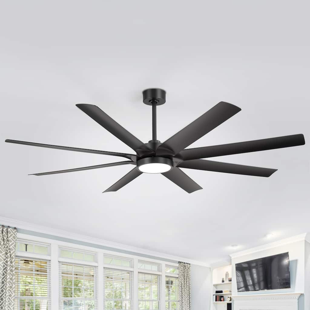 Large 72" 8-Blade Integrated LED Ceiling Fan with Light and Remote