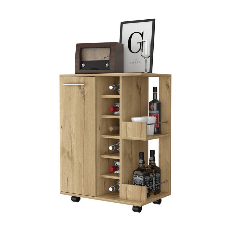 FM Furniture Tennessee Bar Cart, One Cabinet With Division,Black - N/A