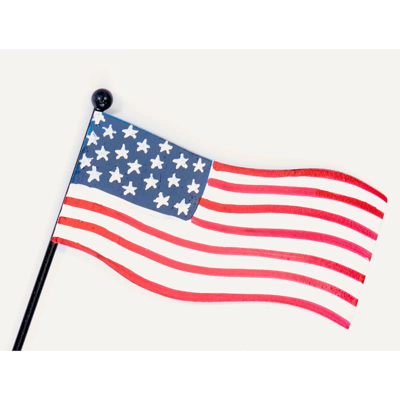 12" Iron Double American Flag Planter or Garden Floral Stake, Set of 3