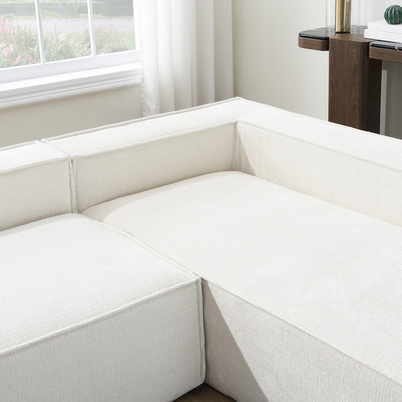 Oversized L-Shaped Modular Sectional Sofa, Wrinkle-Resistant Chenille 6 Seat Cloud Sofa, Full Compression Deep Seat Corner Sofa